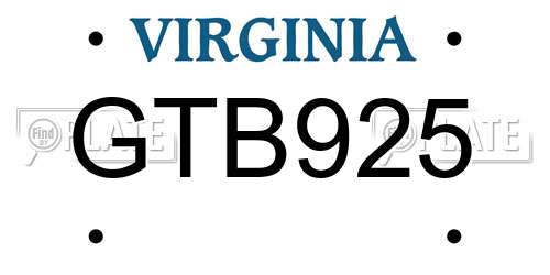 GTB925 Virginia License Plate