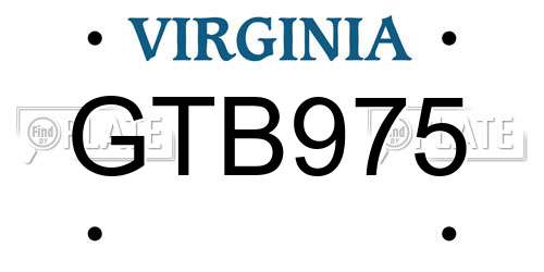 GTB975 Virginia License Plate