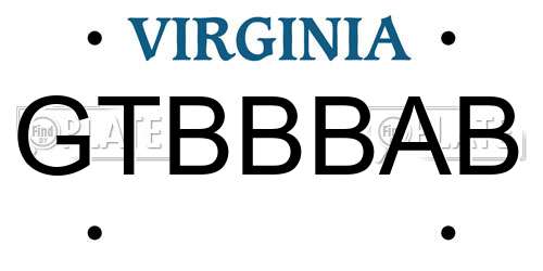 GTBBBAB Virginia License Plate