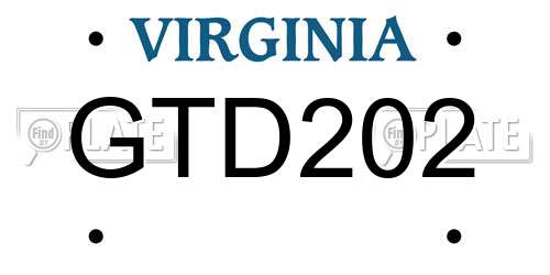 GTD202 Virginia License Plate