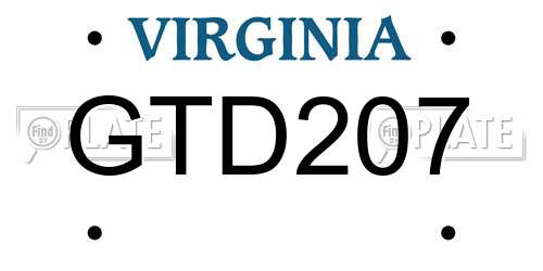GTD207 Virginia License Plate