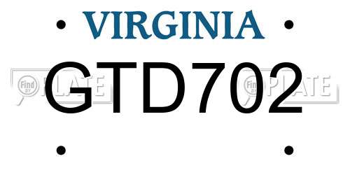 GTD702 Virginia License Plate
