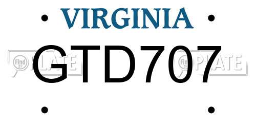 GTD707 Virginia License Plate