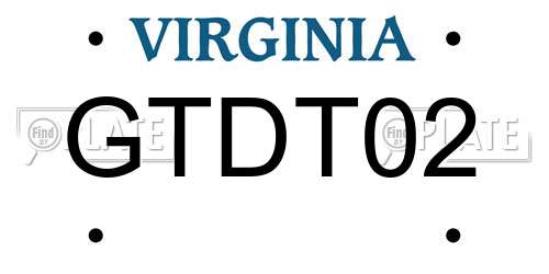 GTDT02 Virginia License Plate