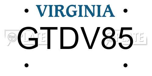 GTDV85 Virginia License Plate