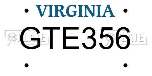 GTE356 Virginia License Plate