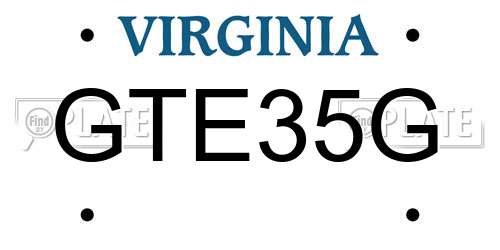 GTE35G Virginia License Plate
