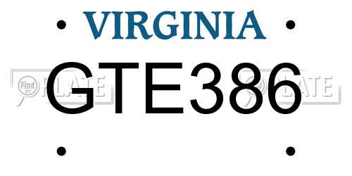 GTE386 Virginia License Plate