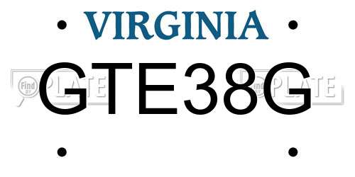 GTE38G Virginia License Plate