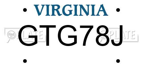 GTG78J Virginia License Plate