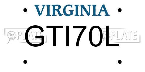 GTI70L Virginia License Plate