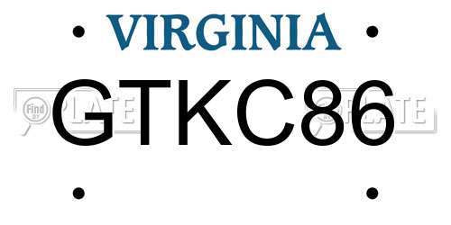 GTKC86 Virginia License Plate