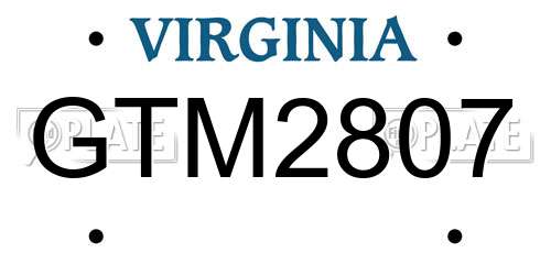 GTM2807 Virginia License Plate