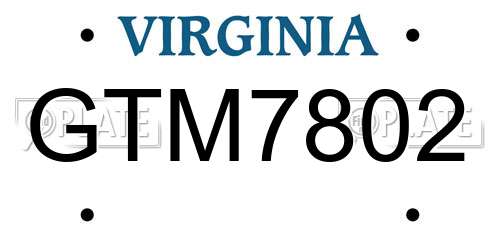 GTM7802 Virginia License Plate
