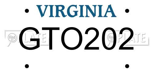 GTO202 Virginia License Plate