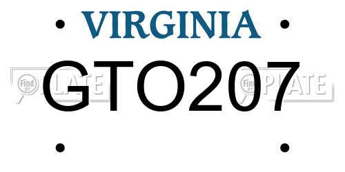 GTO207 Virginia License Plate