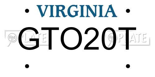 GTO20T Virginia License Plate