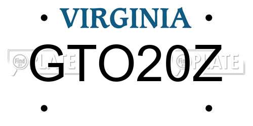 GTO20Z Virginia License Plate