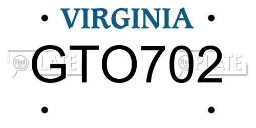 GTO702 Virginia License Plate