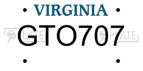 GTO707 Virginia License Plate
