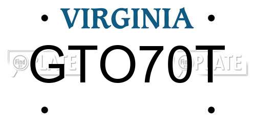 GTO70T Virginia License Plate