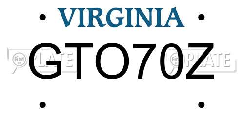 GTO70Z Virginia License Plate