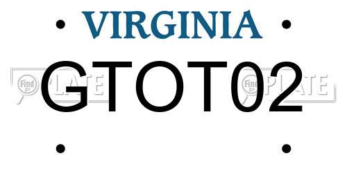 GTOT02 Virginia License Plate