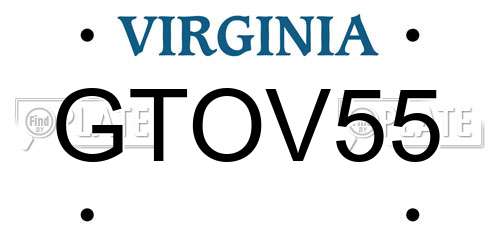 GTOV55 Virginia License Plate