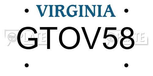 GTOV58 Virginia License Plate