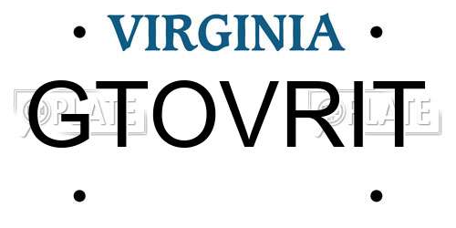 GTOVRIT Virginia License Plate