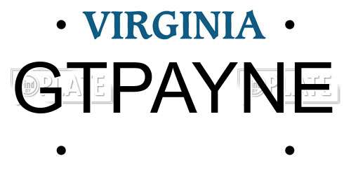 GTPAYNE Virginia License Plate
