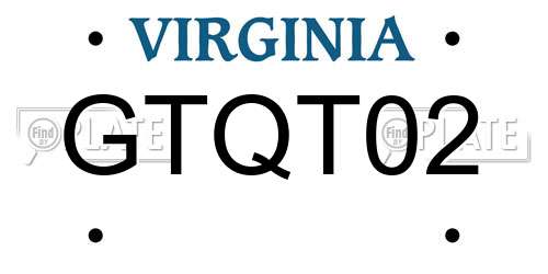 GTQT02 Virginia License Plate