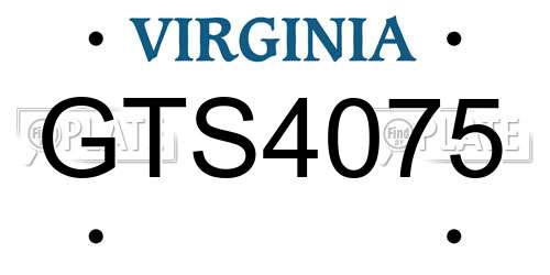 GTS4075 Virginia License Plate