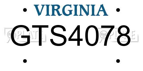 GTS4078 Virginia License Plate