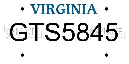 GTS5845 Virginia License Plate
