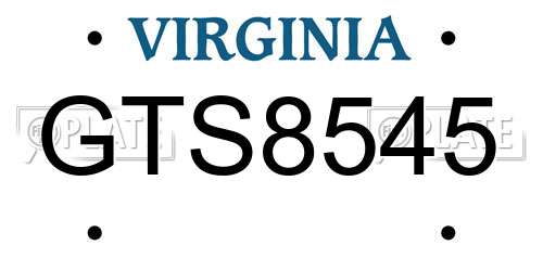 GTS8545 Virginia License Plate