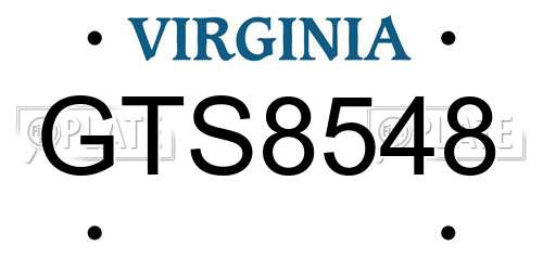 GTS8548 Virginia License Plate