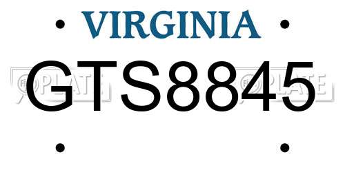 GTS8845 Virginia License Plate