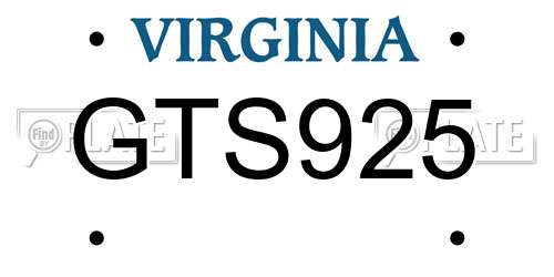 GTS925 Virginia License Plate