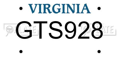 GTS928 Virginia License Plate