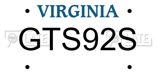 GTS92S Virginia License Plate
