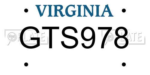 GTS978 Virginia License Plate
