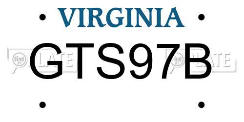 GTS97B Virginia License Plate