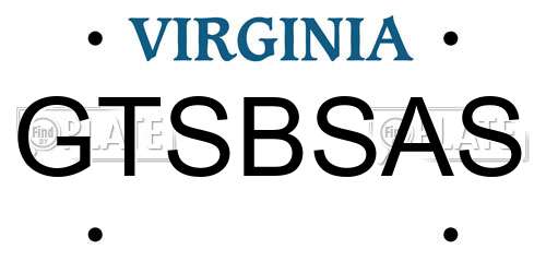 GTSBSAS Virginia License Plate