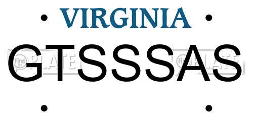 GTSSSAS Virginia License Plate