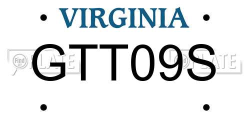 GTT09S Virginia License Plate