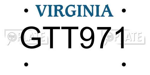 GTT971 Virginia License Plate