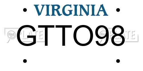 GTTO98 Virginia License Plate