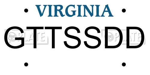GTTSSDD Virginia License Plate