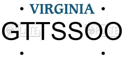 GTTSSOO Virginia License Plate